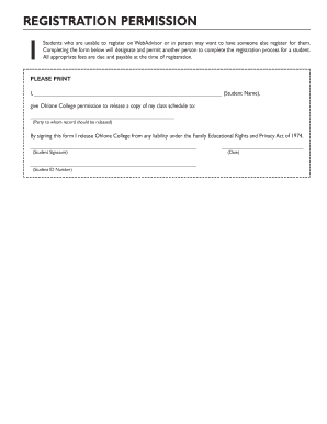 Ohlone College Registration Permission Form