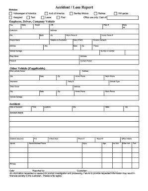 Accident Loss Report Form