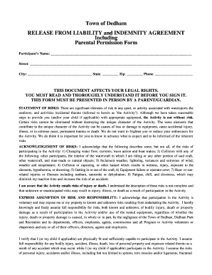 Fillable Online Kayak/Canoe rental waiver form - Town of Dedham Fax ...