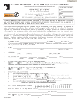 Maryland Employment Application Form