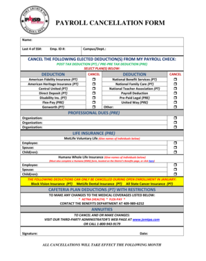 Payroll Cancellation Form