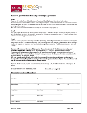 RenovoCyte Wellness Banking Storage Agreement