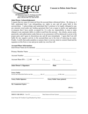 Consent to Delete Joint Owner