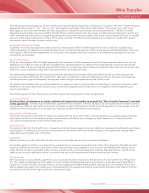 Wire Transfer Agreement
