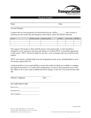 Loan Payment Transfer Request Form