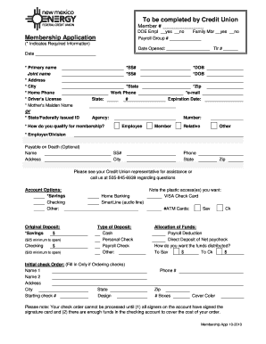 Credit Union Membership Application