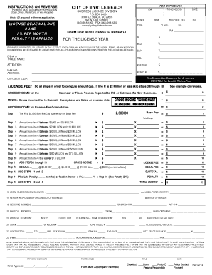 Myrtle Beach Business License Application
