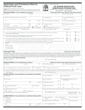 Federal PLUS Loan Application and Promissory Note