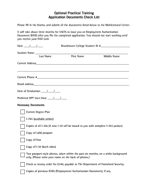 OPT Application Checklist