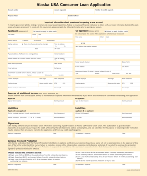 Alaska USA Consumer Loan Application