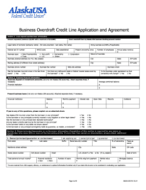 Business Overdraft Credit Line Application and Agreement