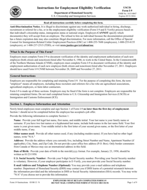 USCIS Form I-9 Employment Eligibility Verification