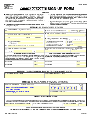 US Treasury Direct Deposit Sign-Up Form