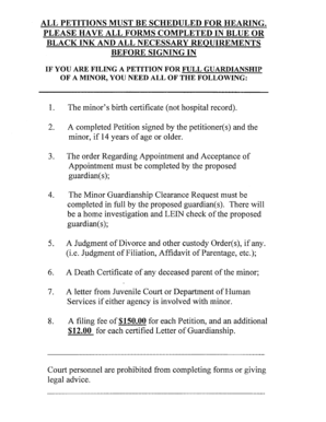 Michigan Petition for Appointment of Guardian of Minor