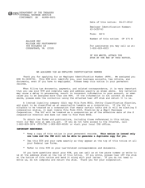 IRS Employer Identification Number Assignment