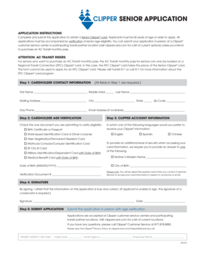Senior Clipper Card Application