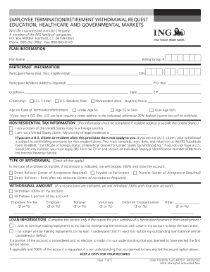 Employee Termination/Retirement Withdrawal Request