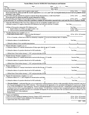 Vaccine History Form for OUHSC/OU-Tulsa Employees and Students