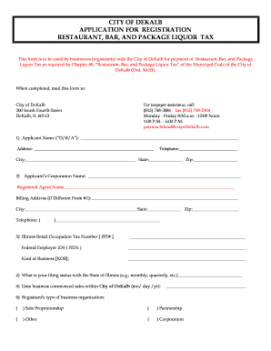 Restaurant and Bar Application Form - City of DeKalb