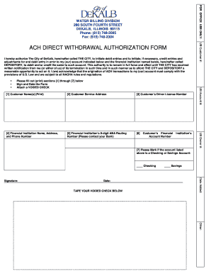 ACH Direct Withdrawal Authorization Form