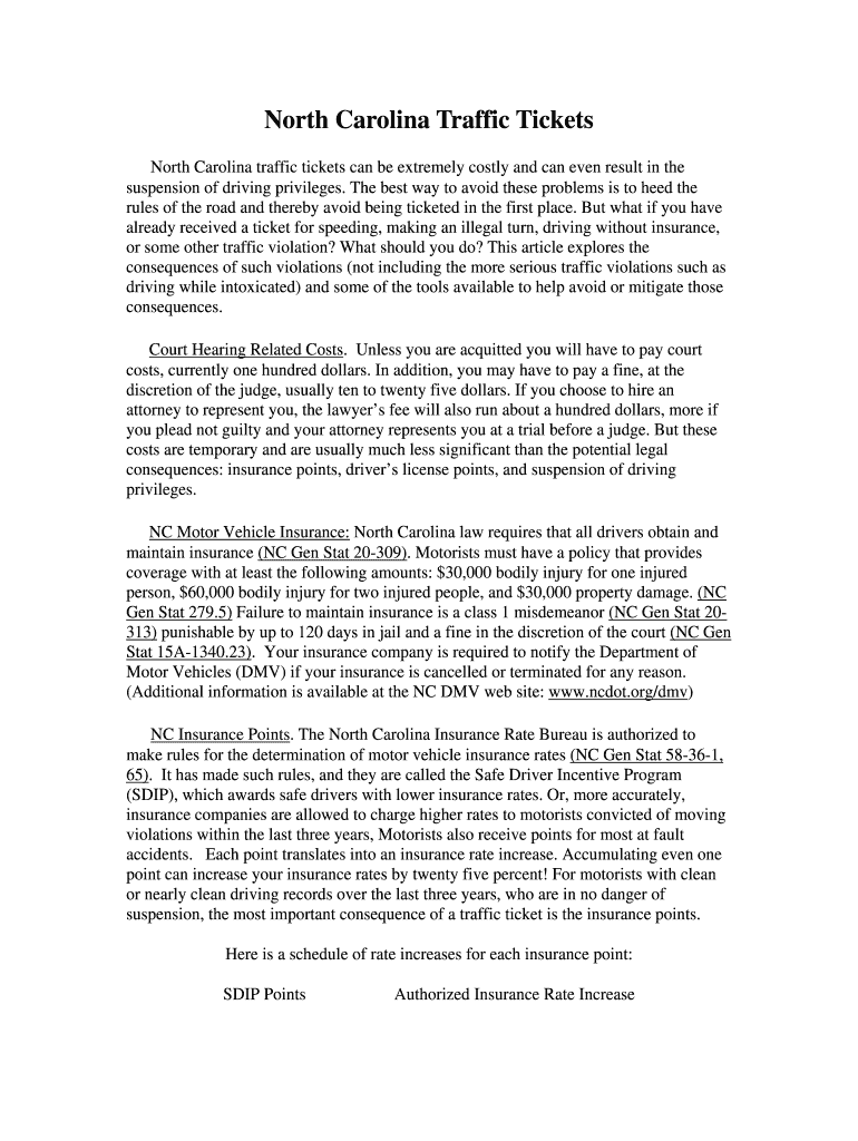 Fillable Online North Carolina Traffic Tickets Fax Email Print pdfFiller