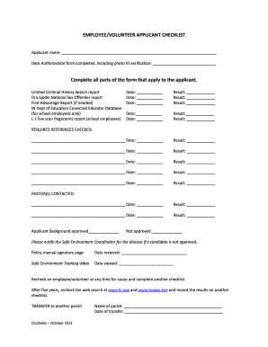 Employee/Volunteer Applicant Checklist