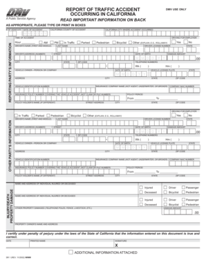 California Traffic Accident Report Form SR-1