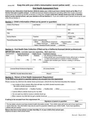 California Oral Health Assessment Form