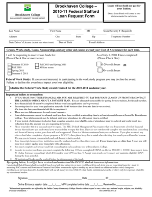 Brookhaven College Loan Request Form