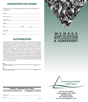 Canandaigua Federal Credit Union Membership Application