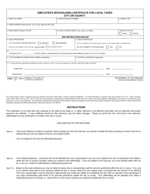 Employee's Withholding Certificate for Local Taxes