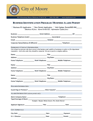 Business Alarm Permit Application