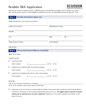 Scudder IRA Application Form