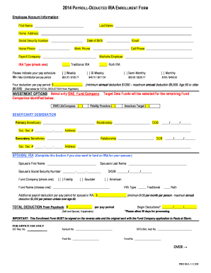 2014 Payroll-Deducted IRA Enrollment Form