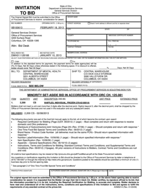 ) STREET ADDRESS 0B100613 FEBRUARY 18, 2013 General Services Division Office of Procurement Services 4200 Surface Road Columbus, OH 43228-1395 Check if remit address is different and list on separate sheet CITY STATE COUNTY ZIP MBE/EDGE - -