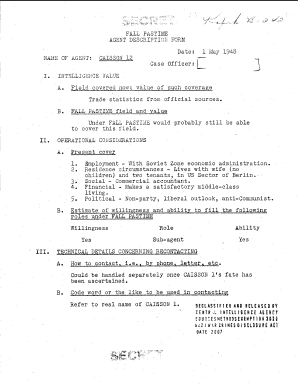 FALL PASTIMEH AGENT DESCRIPTION FORM NAME ... - CIA FOIA - foia cia