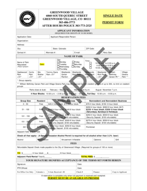 Greenwood Village Park Permit Form