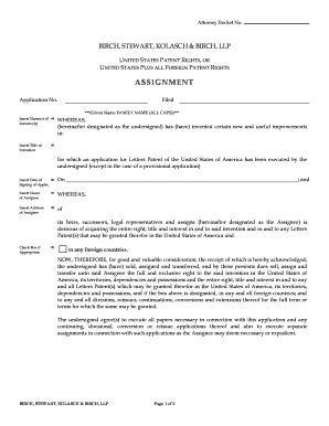 US Patent Assignment Agreement