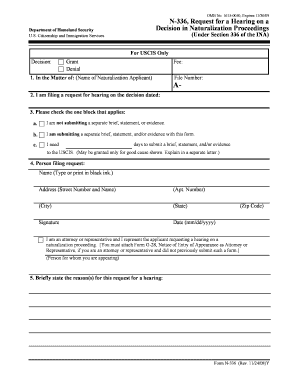 Request for a Hearing on a Naturalization Decision