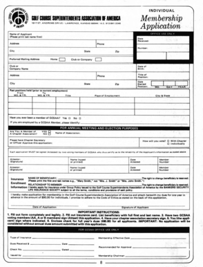 Golf Course Superintendents Association Membership Application