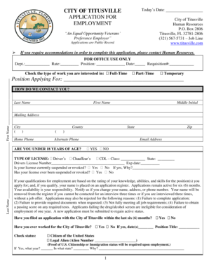 City of Titusville Employment Application