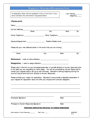 Law enforcement resignation letter - Request for Retirement/Resignation Form - gcisd-k12