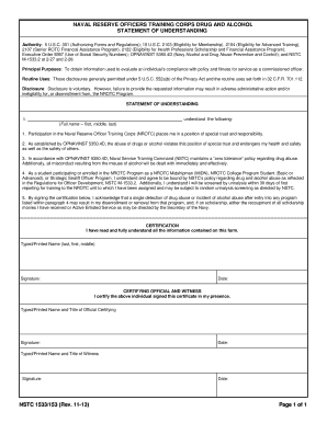 NROTC Drug and Alcohol Statement of Understanding