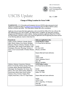 USCIS Announces Change of Filing Location for Form N-400