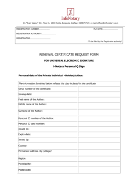 Universal Electronic Signature Renewal Certificate Request Form