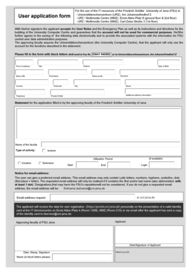 FSU Jena IT-Resources User Application Form