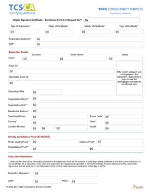 Digital Signature Certificate Enrollment Form
