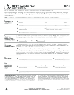 TSP-1 Thrift Savings Plan Election Form