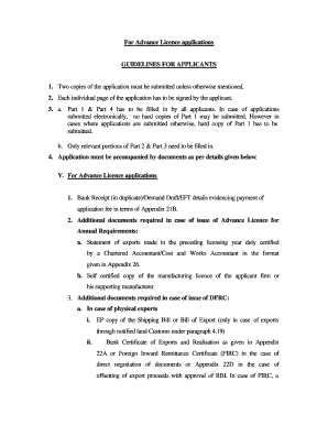 Advance Licence Application Form