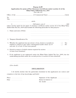 Bihar Tax Clearance Certificate Application